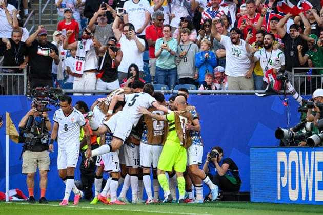 June 16, 2026, Boston, Ma, USA: Iraq celebrates a goal in the 1st half during FIFA World Cup, WM, Weltmeisterschaft, Fussball match between Iraq and Norway at Boston Stadium Boston USA - ZUMAc268 20260616_zsp_c268_008 Copyright: xJamesxPatrickxCooperx