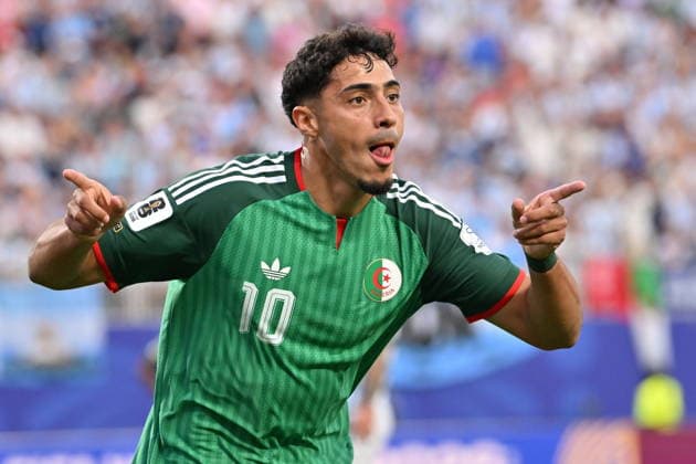 FIFA World Cup, WM, Weltmeisterschaft, Fussball 2026 - Group J - Argentina vs Algeria Fares Chaibi of Algeria celebrates a goal that was later disallowed as offside by VAR during the FIFA World Cup 2026 group stage match Argentina against Algeria, in Kansas City, Missouri, USA, 16 June 2026. KANSAS CITY United States  Copyright: xAMYxKONTRASx