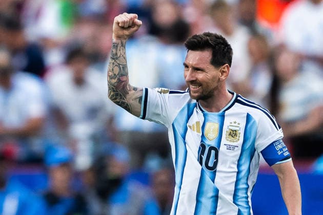 260616 Lionel Messi of Argentina celebrates after 1-0 during the FIFA World Cup, WM, Weltmeisterschaft, Fussball 2026 football match between Argentina and Algeria on June 16, 2026 in Kansas City. Photo: Joel Marklund BILDBYRAN kod JM JM0825 bbeng fotboll football soccer fotball vm fotbolls-vm fotball-vm fotbolls-vm 2026 fifa world cup 2026 argentina algeria algeriet jubel celebration