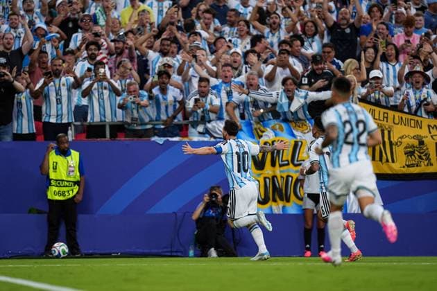 Lionel Messi of Argentina celebrates his goal Argentina v Algeria, 2026 FIFA World Cup, WM, Weltmeisterschaft, Fussball Group J, Football, Kansas City Stadium, Kansas, Missouri, USA - 16 Jun 2026Kansas Kansas City Stadium Missouri (MO) United States of America EDITORIAL USE ONLY No use with unauthorised audio, video, data, fixture lists, club league logos or live services. Online in-match use limited to 120 images, no video emulation. No use in betting, games or single club league player publications.  Copyright: xIsmaelxAdnan Shutterstockx 16929214bz