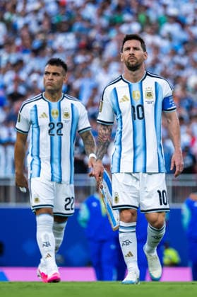 260616 Lionel Messi and Lautaro Martinez of Argentina during the FIFA World Cup, WM, Weltmeisterschaft, Fussball 2026 football match between Argentina and Algeria on June 16, 2026 in Kansas City. Photo: Joel Marklund BILDBYRAN kod JM JM0825 bbeng fotboll football soccer fotball vm fotbolls-vm fotball-vm fotbolls-vm 2026 fifa world cup 2026 argentina algeria algeriet