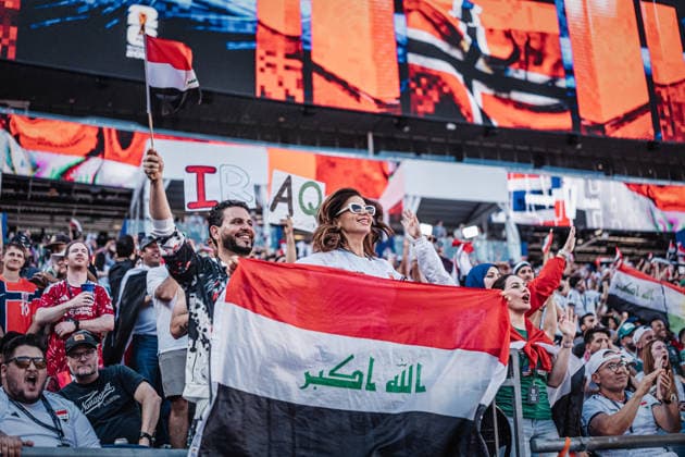 Fußball Herren FIFA Fußball-Weltmeisterschaft 2026 Gruppe I Irak vs. Norwegen 16.06.2026 Fans aus Irak feiern Boston Boston Stadium Massachusetts United States of America *** Mens Soccer 2026 FIFA World Cup Group I Iraq vs. Norway June 16, 2026 Fans from Iraq celebrate at Boston Stadium in Boston, Massachusetts, United States of America,detected_source_language