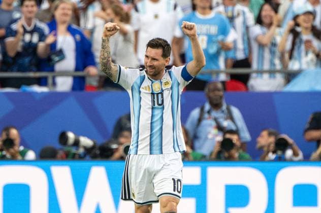 Fußball, Herren, FIFA World Cup, WM, Weltmeisterschaft, Fussball 2026 in Mexiko, Kanada und USA, Spiel in Kansas City (Gruppe J, 1. Spieltag), Argentinien - Algerien, Lionel Messi (Argentinien), Jubel nach Tor zum 1:0, 16.06. 2026,