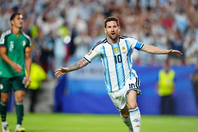 Argentina v Algeria - FIFA World Cup, WM, Weltmeisterschaft, Fussball 2026 - Group J KANSAS CITY, UNITED STATES - JUNE 16: Lionel Messi of Argentina celebrates after scoring a goal during the 2026 FIFA World Cup First Stage Group J match between Argentina and Algeria at Arrowhead Stadium (Kansas City Stadium) in Kansas City, Missouri, United States on June 16, 2026. Hakan Akgun Anadolu Missouri United States. Editorial use only. Please get in touch for any other usage.  Copyright: x2026xAnadoluxHakanxAkgunx
