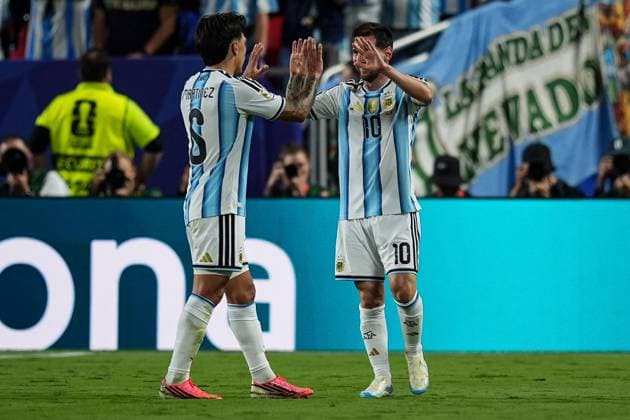 Lionel Messi of Argentina celebrates his second goal Argentina v Algeria, 2026 FIFA World Cup, WM, Weltmeisterschaft, Fussball Group J, Football, Kansas City Stadium, Kansas, Missouri, USA - 16 Jun 2026Kansas Kansas City Stadium Missouri (MO) United States of America EDITORIAL USE ONLY No use with unauthorised audio, video, data, fixture lists, club league logos or live services. Online in-match use limited to 120 images, no video emulation. No use in betting, games or single club league player publications.  Copyright: xIsmaelxAdnan Shutterstockx 16929214dp
