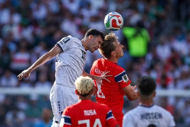 Iraq v Norway: Group I - FIFA World Cup, WM, Weltmeisterschaft, Fussball 2026 FOXBOROUGH, MASSACHUSETTS - JUNE 16: Erling Haaland 9 of Norway celebrates scoring his team s first goal during the FIFA World Cup 2026 Group I match between Iraq and Norway at Boston Stadium on June 16, 2026 in Foxborough, Massachusetts. photo by Ayman Aref JNA Press (Photo by Ayman Aref Mohamed Saad El Din JNA Press via Nexpher Images) MASSACHUSETTS