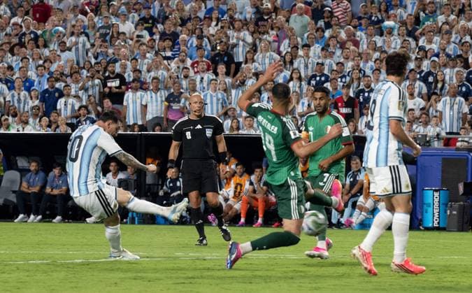 Fußball, Herren, FIFA World Cup, WM, Weltmeisterschaft, Fussball 2026 in Mexiko, Kanada und USA, Spiel in Kansas City (Gruppe J, 1. Spieltag), Argentinien - Algerien, Lionel Messi (Argentinien) erzielt das Tor zum 3:0, 16.06. 2026,