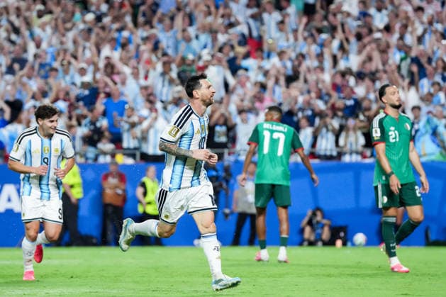 Lionel Messi of Argentina celebrates after scoring the team s third goal during a FIFA Men’s World Cup 2026 Group Stage football match between Argentina and Algeria at Kansas City Stadium, in Kansas City on June 16th 2026 (Photo by Alexandra Fechete SPP)  Copyright: xAlexandraxFechete SPPx Sportspressphoto_SPR168158