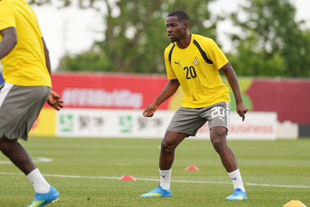 Ghana Training Day Ahead FIFA World Cup, WM, Weltmeisterschaft, Fussball Match Against Panama Augustine Boakye 20 of Ghana national football team warms-up during the training day ahead the 2026 FIFA World Cup Group L match against Panama at Centennial Park. on June 16, 2026 in Toronto, Canada. (Photo by Leonardo Ramirez Eyepix Group) (Photo by Leonardo Ramirez Eyepix Group Eyepix via Nexpher Images) Toronto
