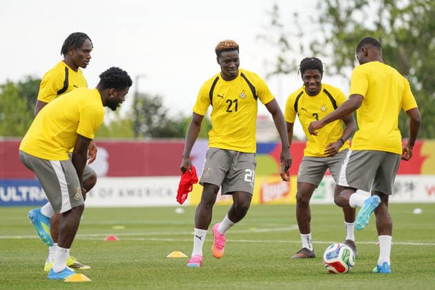 Ghana Training Day Ahead FIFA World Cup, WM, Weltmeisterschaft, Fussball Match Against Panama Kojo Peprah Oppong 21 of Ghana national football team warms-up during the training day ahead the 2026 FIFA World Cup Group L match against Panama at Centennial Park. on June 16, 2026 in Toronto, Canada. (Photo by Leonardo Ramirez Eyepix Group) Copyright: xLeonardoxRamirezx xEyepixxGroupx LR16062026-03646