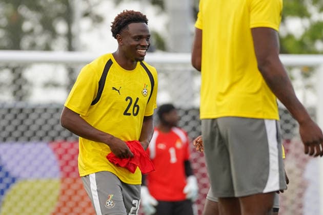 Ghana Training Day Ahead FIFA World Cup, WM, Weltmeisterschaft, Fussball Match Against Panama Marvin Senaya 26 of Ghana national football team warms-up during the training day ahead the 2026 FIFA World Cup Group L match against Panama at Centennial Park. on June 16, 2026 in Toronto, Canada. (Photo by Leonardo Ramirez Eyepix Group) Copyright: xLeonardoxRamirezx xEyepixxGroupx LR16062026-03688
