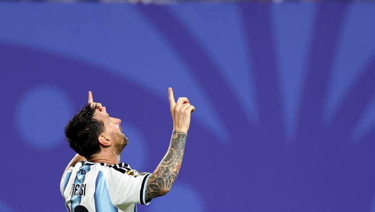 (260617) -- KANSAS CITY, June 17, 2026 -- Lionel Messi of Argentina celebrates his score during the group J match between Argentina and Algeria at the FIFA World Cup, WM, Weltmeisterschaft, Fussball 2026 at Kansas City Stadium in Kansas City, the United States, June 16, 2026. ) (SP)U.S.-KANSAS CITY-FOOTBALL-FIFA WORLD CUP-GROUP J-ARG VS ALG LixMing 