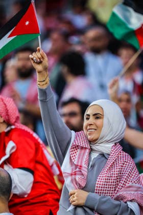 June 16, 2026, Santa Clara, California, USA: Santa Clara, USA - June 16 2026: Jordan fans before the FIFA World Cup, WM, Weltmeisterschaft, Fussball group match between Austria and Jordan at San Francisco Bay Area Stadium Santa Clara USA - ZUMAp121 20260616_zsp_p121_006 Copyright: xChrisxPutnamx