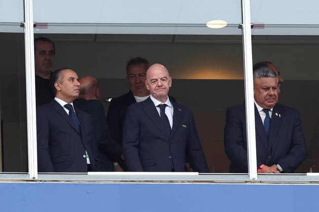 KANSAS CITY, MO - JUNE 16: FIFA president Gianni Infantino in a suite before the FIFA World Cup, WM, Weltmeisterschaft, Fussball 2026 Group J match between Argentina and Algeria on June 16, 2026 at Kansas City Stadium in Kansas City, MO. (Photo by Scott Winters Icon Sportswire) SOCCER: JUN 16 FIFA World Cup 26 Group J - Argentina vs Algeria EDITORIAL USE ONLY Icon2606161138