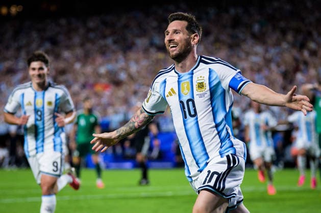 260616 Lionel Messi of Argentina celebrates after scoring the 2-0 goal during the FIFA World Cup, WM, Weltmeisterschaft, Fussball 2026 football match between Argentina and Algeria on June 16, 2026 in Kansas City. Photo: Joel Marklund BILDBYRAN kod JM JM0825 bbeng fotboll football soccer fotball vm fotbolls-vm fotball-vm fotbolls-vm 2026 fifa world cup 2026 argentina algeria algeriet jubel