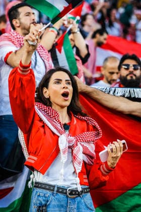 June 16, 2026, Santa Clara, California, USA: Santa Clara, USA - June 16 2026: Jordan fans before the FIFA World Cup, WM, Weltmeisterschaft, Fussball group match between Austria and Jordan at San Francisco Bay Area Stadium Santa Clara USA - ZUMAp121 20260616_zsp_p121_012 Copyright: xChrisxPutnamx