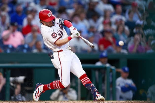 June 16, 2026, Washington D.C, District Of Columbia, United States: Washington, DC; Washington Nationals right fielder Dylan Crews (3) grounds out during the Major League Baseball game between the Washington Nationals and the Kansas City Royals at Nationals Park on Tuesday, June 16, 2026. The Nationals beat the Royals 6-4. MLB, Baseball Herren, USA Washington Nationals 6:4 Kansas City Royals  - ZUMAp258 20260616_znp_p258_036 Copyright: xStevexPrakopex