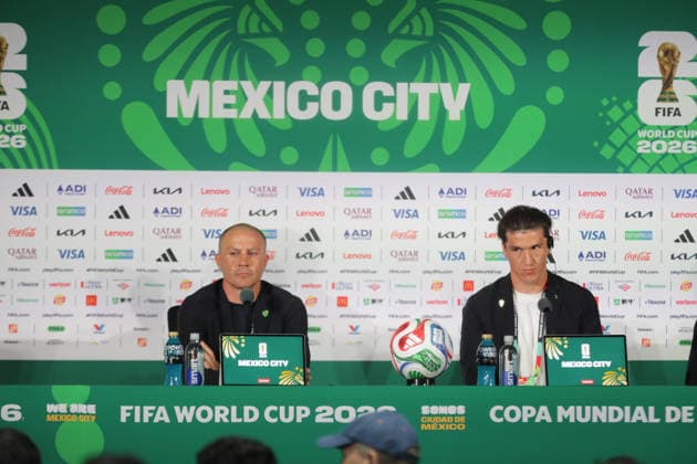Colombia v Uzbekistan FIFA World Cup, WM, Weltmeisterschaft, Fussball 2026 Group K press conference, PK, Pressekonferenz Head Coach Fabio Cannavaro and forward Eldor Shomurodov of Uzbekistan national soccer team speak during a press conference ahead of the FIFA World Cup Group K first-round match between Colombia and Uzbekistan at Mexico City Stadium. on June 16, 2026 in Mexico City, Mexico. (Photo by Ian Robles Eyepix Group) Copyright: xIanxRobles xEyepixxGroupx EL_16062026_187419JPEG