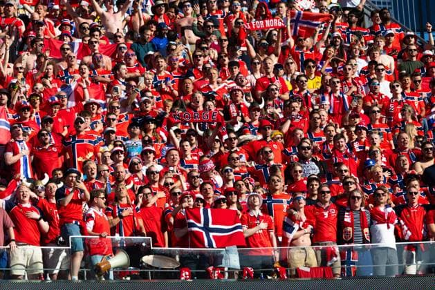 June 16, 2026; Foxborough, Massachusetts, USA; Norway supporters sing during their national anthem in a FIFA World Cup, WM, Weltmeisterschaft, Fussball 2026 Group I match between Iraq and Norway at Boston Stadium. (c) CSM - ZUMAc04_ 20260616_zma_c04_123 Copyright: xBurtxGranofskyx
