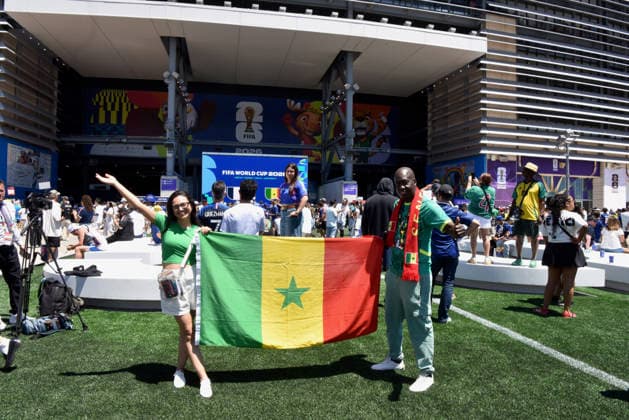 EAST RUTHERFORD, NEW JERSEY - JUNE 16: Senegal supporters cheer up ahead of the FIFA World Cup, WM, Weltmeisterschaft, Fussball 2026 Group I match between France and Senegal at New York New Jersey Stadium on June 16, 2026 in East Rutherford, New Jersey.  Copyright: xChinaxNewsxServicex 111648725606