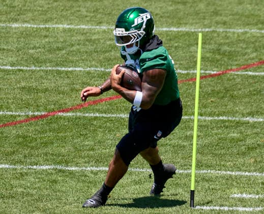 New York Jets running back Braelon Allen (0) during minicamp at the Atlantic Health Jets Training Center, Florham Park, New Jersey on Tuesday June 16, 2026. CSM NFL, American Football Herren, USA 2026: New York Jets Minicamp June 16  - ZUMAc04_ 20260616_zma_c04_172 Copyright: xDuncanxWilliamsx