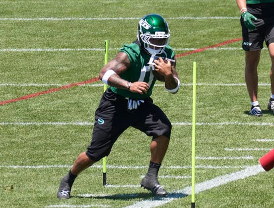 New York Jets running back Braelon Allen (0) during minicamp at the Atlantic Health Jets Training Center, Florham Park, New Jersey on Tuesday June 16, 2026. CSM NFL, American Football Herren, USA 2026: New York Jets Minicamp June 16  - ZUMAc04_ 20260616_zma_c04_173 Copyright: xDuncanxWilliamsx