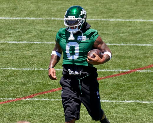 New York Jets running back Braelon Allen (0) during minicamp at the Atlantic Health Jets Training Center, Florham Park, New Jersey on Tuesday June 16, 2026. CSM NFL, American Football Herren, USA 2026: New York Jets Minicamp June 16  - ZUMAc04_ 20260616_zma_c04_179 Copyright: xDuncanxWilliamsx