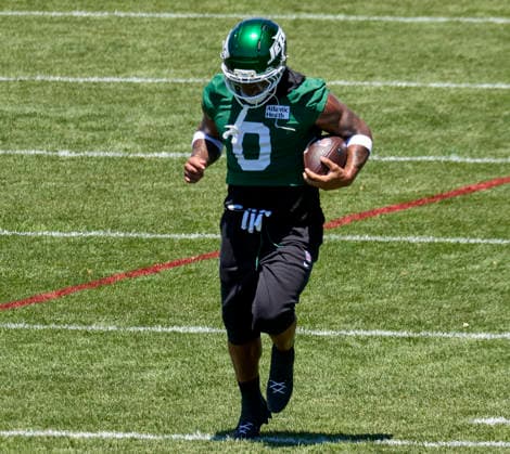 New York Jets running back Braelon Allen (0) during minicamp at the Atlantic Health Jets Training Center, Florham Park, New Jersey on Tuesday June 16, 2026. CSM NFL, American Football Herren, USA 2026: New York Jets Minicamp June 16  - ZUMAc04_ 20260616_zma_c04_181 Copyright: xDuncanxWilliamsx