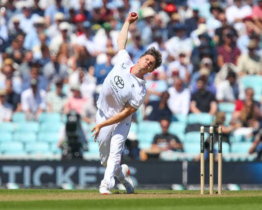 LONDON, ENGLAND - JUNE 17: Sonny Baker of England in bowling action during day 1 of the 2nd Rothesay Test Match between England and New Zealand at The Kia Oval on June 17, 2026 in London, England.  Copyright: xJayxPatel SPPx Sportspressphoto_SPR168260
