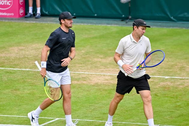 Robert Galloway (USA) und John Peers (AUS) im Doppel TERRA WORTMANN Open 2026, Tennis, ATP, Tennis Herren Tennis Herren 500, Turnier, Hauptfeld, 17.06.2026, TERRA WORTMANN Open 2026, Tennis, ATP, Tennis Herren 500, Turnier, Hauptfeld, 17.06.2026 Halle