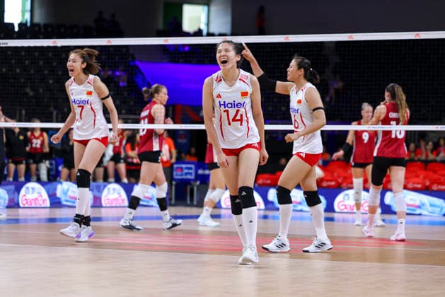 Germany v China - Volleyball Nations League 2026 Ankara Stage Shengyu Xie, number 14, celebrates after scoring a point during the FIVB Volleyball Nations League match between Germany and China at the Ankara Arena in Ankara, Turkey, on June 17, 2026. Ankara Turkey  Copyright: xÃ‡aÄülarxOskayx originalFilename:oskay-volleyba260617_npCCr.jpg