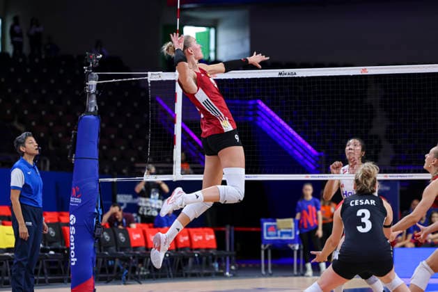 Germany v China - Volleyball Nations League 2026 Ankara Stage Lina Alsmeier, number 9, during the FIVB Volleyball Nations League (VNL) match between Germany and China at the Ankara Arena in Ankara, Turkey, on June 17, 2026. Ankara Turkey  Copyright: xÃ‡aÄülarxOskayx originalFilename:oskay-volleyba260617_npDbL.jpg