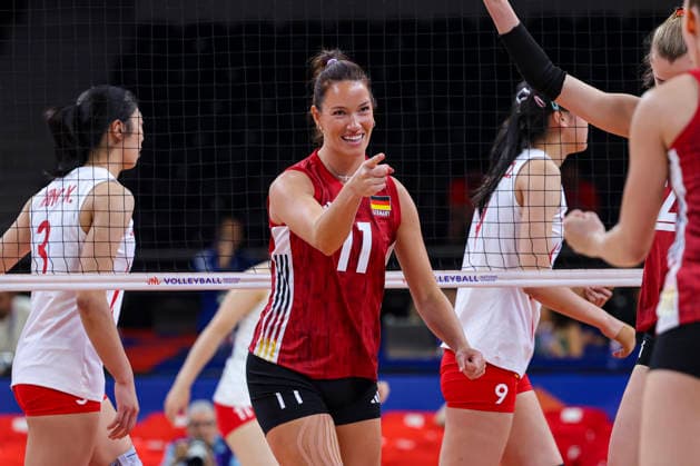Germany v China - Volleyball Nations League 2026 Ankara Stage Pia Timmer 11 of Germany celebrates after scoring a point during the FIVB Volleyball Nations League (VNL) match between Germany and China at the Ankara Arena in Ankara, Turkey, on June 17, 2026. Ankara Turkey  Copyright: xÃ‡aÄülarxOskayx originalFilename:oskay-volleyba260617_nphqT.jpg