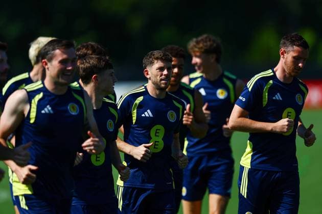 Scotland players during a training session Scotland Training and press conference, PK, Pressekonferenz 2026 FIFA World Cup, WM, Weltmeisterschaft, Fussball Football, Atrium Health Performance Park, Charlotte, USA - 17 Jun 2026Charlotte Atrium Health Performance Park United States of America EDITORIAL USE ONLY No use with unauthorised audio, video, data, fixture lists, club league logos or live services. Online in-match use limited to 120 images, no video emulation. No use in betting, games or single club league player publications.  Copyright: xMichaelxZemanek Shutterstockx 16928927c