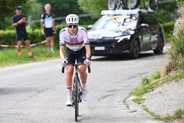 Tour de Suisse 2026 Stage 1 SONDRIO, ITALY - JUNE 17 : Pogacar Tadej (SLO) of UAE Team Emirates - XRG during stage 1 of the 89th edition of Tour de Suisse an UCI World Tour 2.UWT cycling road race stage for Men Elite of 144 km with start in Sondrio and finish in Sondrio on June 17, 2026 in Sondrio, Italy, 17 06 2026 ( Motordriver Guy De Vuyst - Sondrio Italy  Copyright: xVincentxKalutx