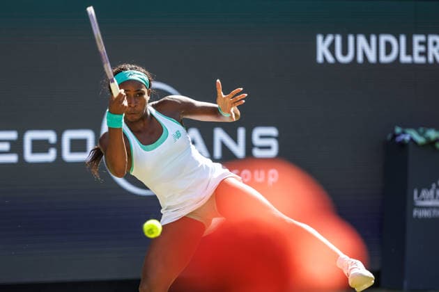 Berlin, 15.06.26, Tennis: VANDA Pharmaceuticals BERLIN TENNIS OPEN 2026 im Steffi-Graf-Stadion. Damen, Einzel. P. Badosa (ESP) vs C. Gauff (USA). Coco Gauff retourniert einen Ball. VANDA Pharmaceuticals BERLIN TENNIS OPEN 2026