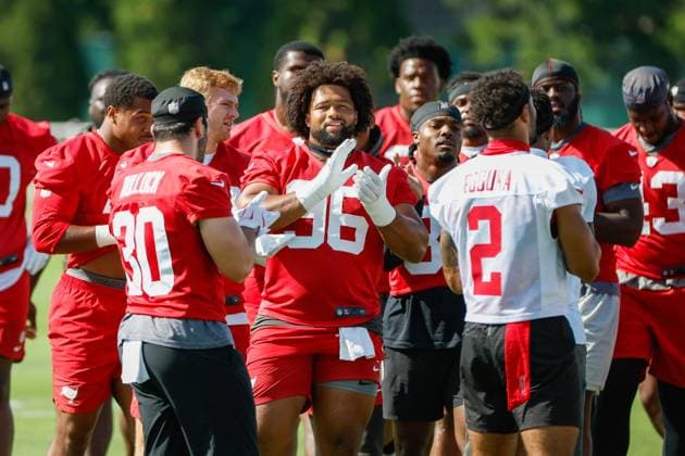June 17, 2026, Tampa, Florida, USA: The Tampa Bay Buccaneers huddle before they start practice during mandatory minicamp at the AdventHealth Training Center in Tampa on Wednesday, June 17, 2026. Tampa USA - ZUMAs70_ 0859377777st Copyright: xJeffereexWoox