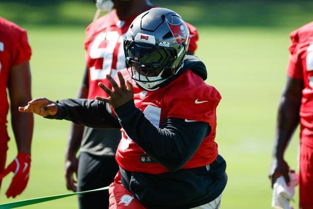 June 17, 2026, Tampa, Florida, USA: Tampa Bay Buccaneers defensive lineman Calijah Kancey (94) uses bands to work on a defensive drill during mandatory minicamp at the AdventHealth Training Center in Tampa on Wednesday, June 17, 2026. Tampa USA - ZUMAs70_ 0859378143st Copyright: xJeffereexWoox