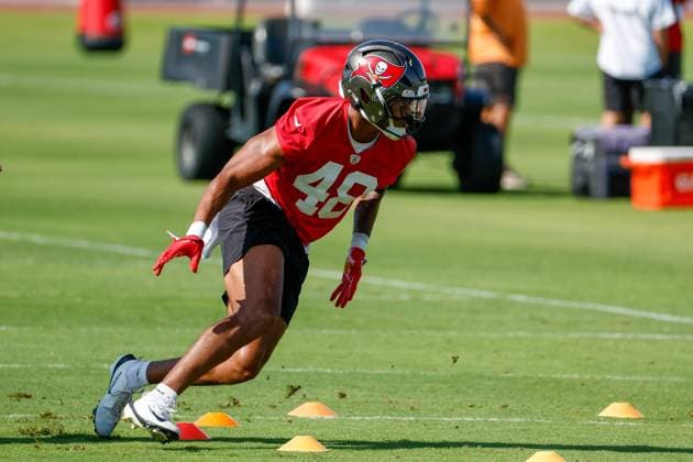 June 17, 2026, Tampa, Florida, USA: Tampa Bay Buccaneers linebacker Javin Wright (48) runs through cones on a defensive drill during mandatory minicamp at the AdventHealth Training Center in Tampa on Wednesday, June 17, 2026. Tampa USA - ZUMAs70_ 0859378172st Copyright: xJeffereexWoox
