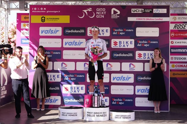 Matvey Boldyrev of UAE Team Emirates Gen-Z white jersey during Stage 4 of the Giro Next Generation from Matera to Corato Italy, June 17, 2026  Copyright: xFabioxFerrari LaPressex