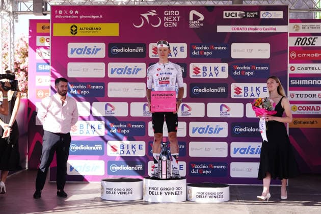 Matvey Boldyrev of UAE Team Emirates Gen-Z white jersey during Stage 4 of the Giro Next Generation from Matera to Corato Italy, June 17, 2026  Copyright: xFabioxFerrari LaPressex