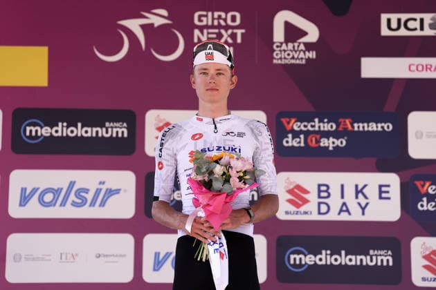 The white jersey Matvey Boldyrev of UAE Team Emirates Gen-Z during Stage 4 of the Giro Next Gen 2026, from Matera to Corato (Molino Casillo), Italy, Wednesday, June 17, 2026.  Copyright: xMassimoxPaolone LaPressex