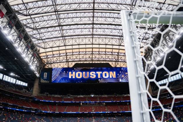 FIFA Fussball Weltmeisterschaft 2026, Gruppe K, Spiel 1, Portugal vs. DR Kongo, 17.06.2026 im NRG Stadium in Houton, Texas Houston NRG Stadium Pitchside Tor Netz net