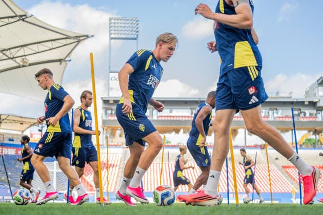 260617 Herman Johansson of the Swedish national football team at a training session during day 7 of the FIFA World Cup, WM, Weltmeisterschaft, Fussball 2026 on June 17, 2026 in Dallas. Photo: Petter Arvidson BILDBYRAN kod PA PA1238 fotboll football soccer fotball vm fotbolls-vm fotball-vm fotbolls-vm 2026 fifa world cup 2026 träning practice training sverige sweden sverige a day 7 bbeng