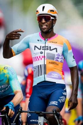 Eritrean Biniam Girmay of NSN Cycling Team celebrates as he crosses the finish line to win stage 1 of the Baloise Belgium Tour cycling race, 187,9 km with start and finish in Scherpenheuvel-Zichem, Wednesday 17 June 2026. The Baloise Belgium Tour takes place from 17 to 21 June. JASPERxJACOBS  x177944802x