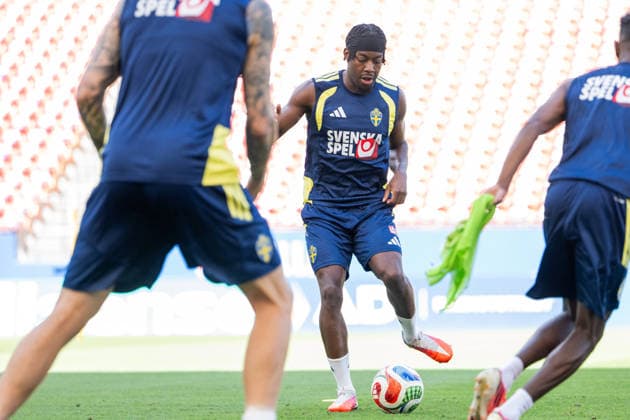 260617 Anthony Elanga of the Swedish national football team at a training session during day 7 of the FIFA World Cup, WM, Weltmeisterschaft, Fussball 2026 on June 17, 2026 in Dallas. Photo: Petter Arvidson BILDBYRAN kod PA PA1238 fotboll football soccer fotball vm fotbolls-vm fotball-vm fotbolls-vm 2026 fifa world cup 2026 träning practice training sverige sweden sverige a day 7 bbeng