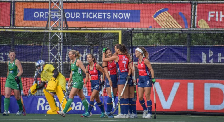 Spain scores 1-0 during the FIH Pro League game between Spain and Ireland at HC Rotterdam stadion, Netherlands.  Copyright: xArnexvanxderxBenx xSPPx Sportspressphoto_SPR168500