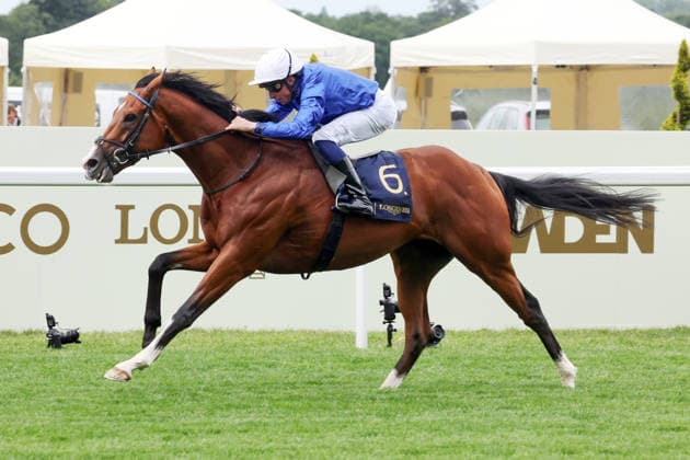 17.06.2026, Ascot, Windsor, GBR - Ombudsman with William Buick up wins the Prince Of Wales s Stakes. Ascot racecourse. (Pferd, Jockey, Ombudsman, Buick, Sieg, Ziel, Zielankunft) 260617D566ROYAL_ASCOT.JPG