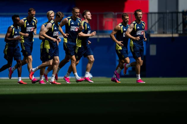 260617 Taha Ali, Gustaf Nilsson, Lucas Bergvall, Alexander Bernhardsson, Gustaf Nilsson, Viktor Gyökeres, Jesper Karlström and Benjamin Nygren of the Swedish national football team at a training session during day 7 of the FIFA World Cup, WM, Weltmeisterschaft, Fussball 2026 on June 17, 2026 in Dallas. Photo: Petter Arvidson BILDBYRAN kod PA PA1238 fotboll football soccer fotball vm fotbolls-vm fotball-vm fotbolls-vm 2026 fifa world cup 2026 träning practice training sverige sweden sverige a day 7 bbeng