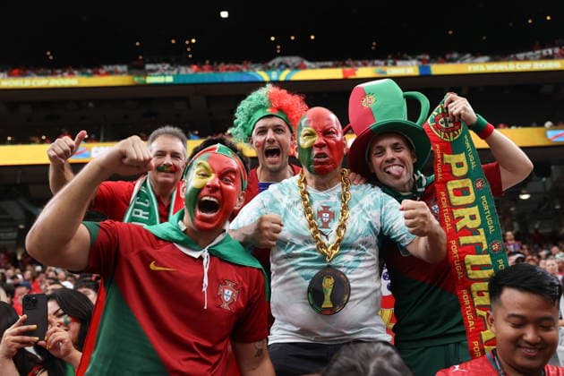 FIFA World Cup, WM, Weltmeisterschaft, Fussball 2026 - Group K - Portugal vs DR Congo Portugal fans pose for photographs prior to the FIFA World Cup 2026 group stage match between Portugal and DR Congo, in Houston, Texas, USA, 17 June 2026. Houston United States  Copyright: xMIGUELxA.xLOPESx